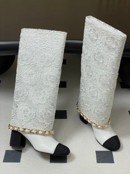 Chanel Chain Detail Knee-High Boots – Autumn/Winter Collection – 25B