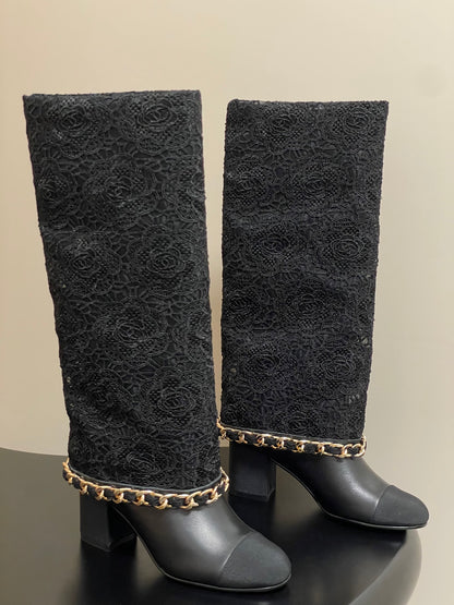 Chanel Chain Detail Knee-High Boots – Autumn/Winter Collection – 25B
