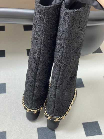 Chanel Chain Detail Knee-High Boots – Autumn/Winter Collection – 25B