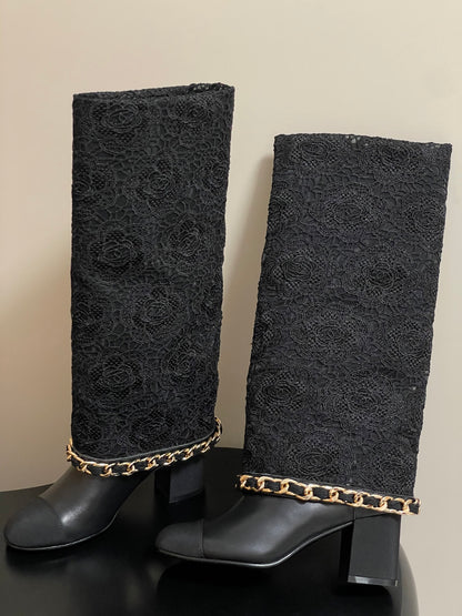 Chanel Chain Detail Knee-High Boots – Autumn/Winter Collection – 25B