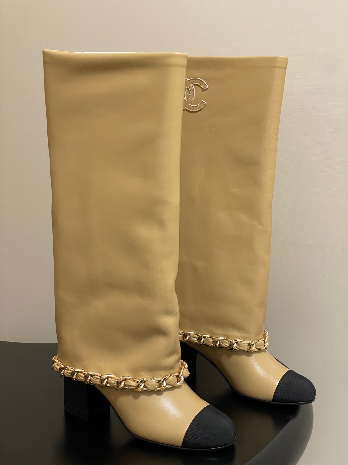 Chanel Chain Detail Knee-High Boots – Autumn/Winter Collection – 25B