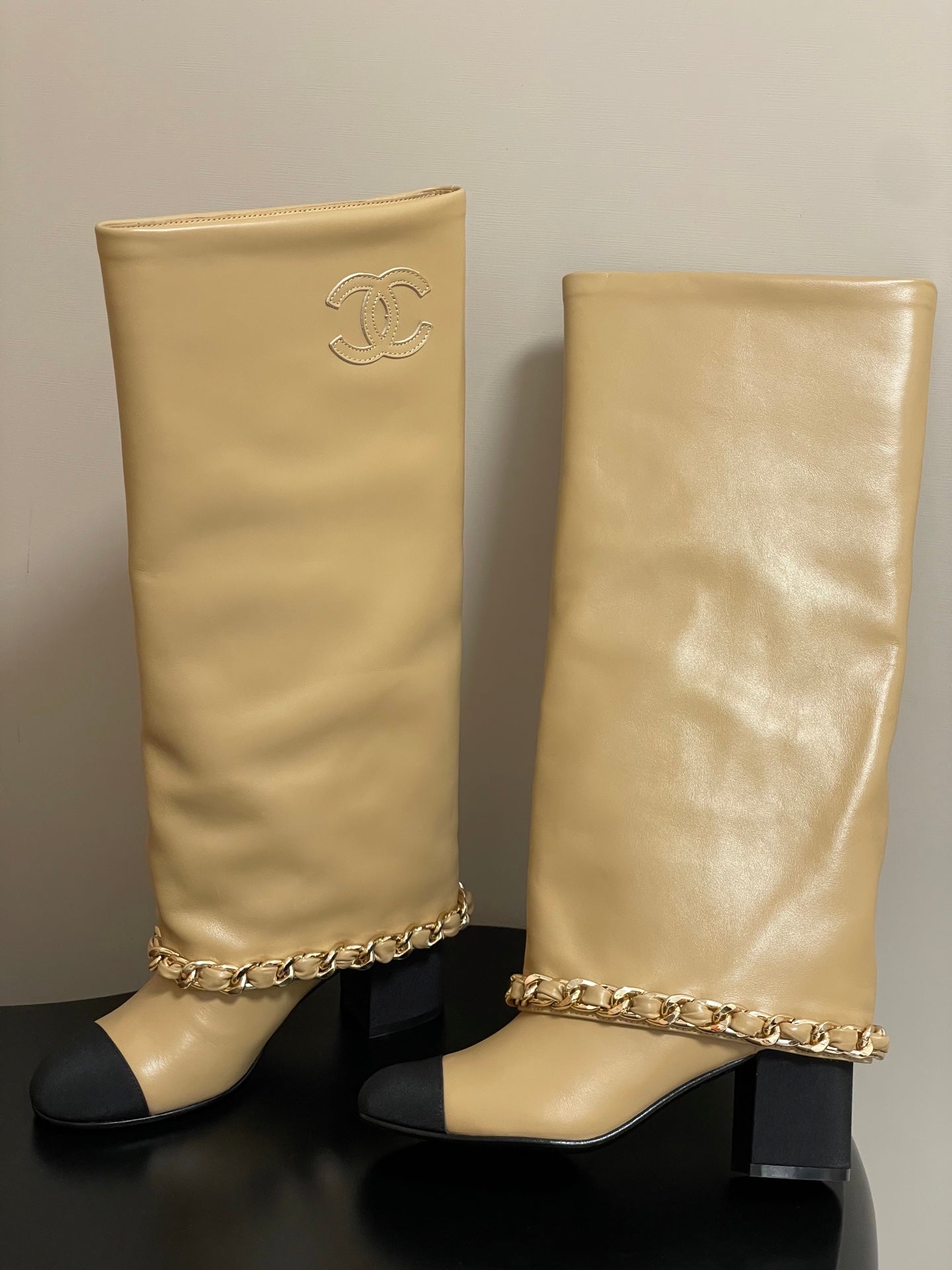 Chanel Chain Detail Knee-High Boots – Autumn/Winter Collection – 25B
