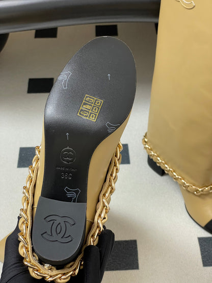 Chanel Chain Detail Knee-High Boots – Autumn/Winter Collection – 25B