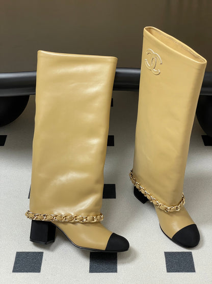 Chanel Chain Detail Knee-High Boots – Autumn/Winter Collection – 25B