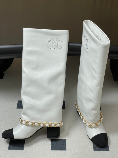 Chanel Chain Detail Knee-High Boots – Autumn/Winter Collection – 25B