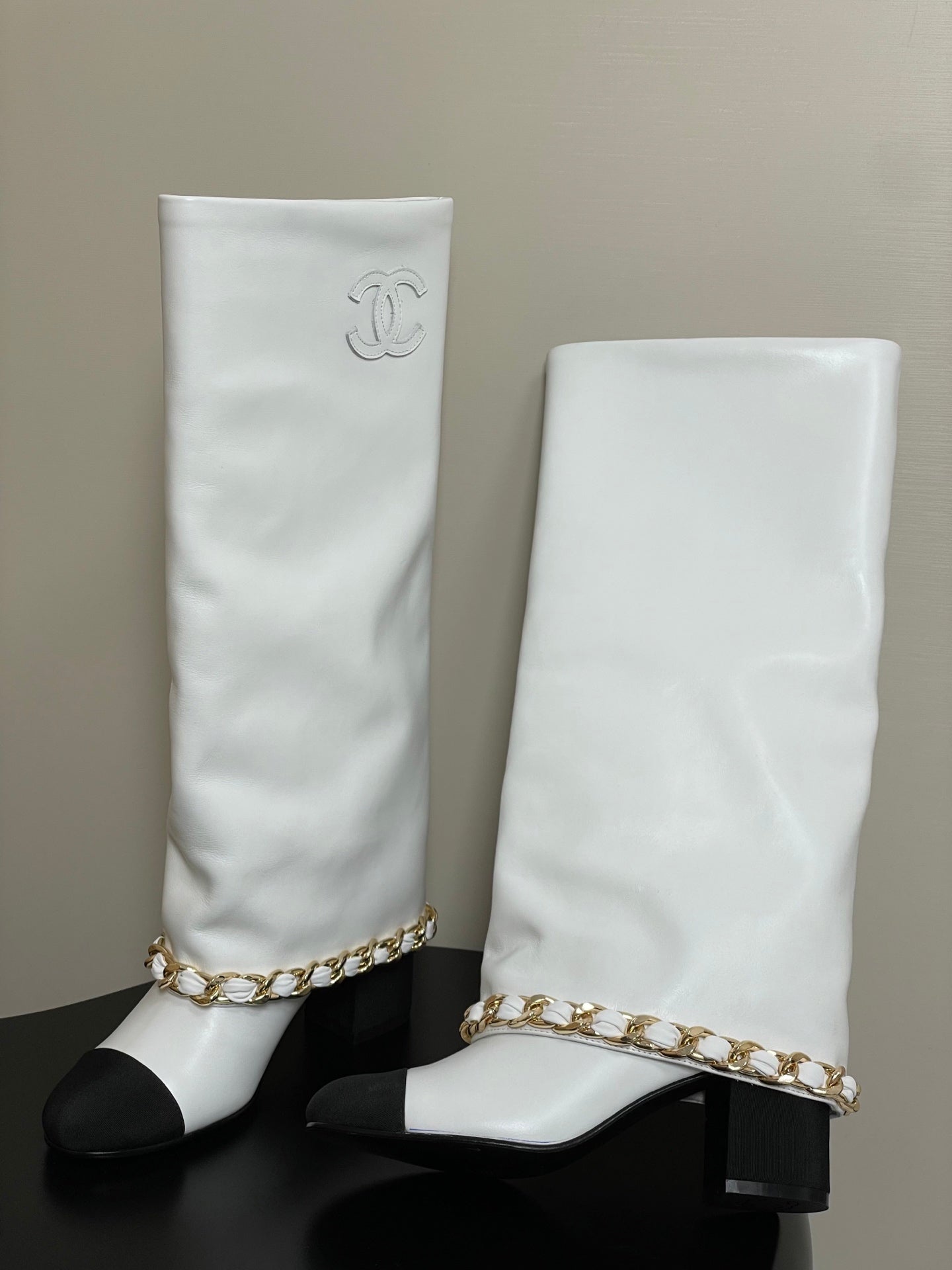 Chanel Chain Detail Knee-High Boots – Autumn/Winter Collection – 25B