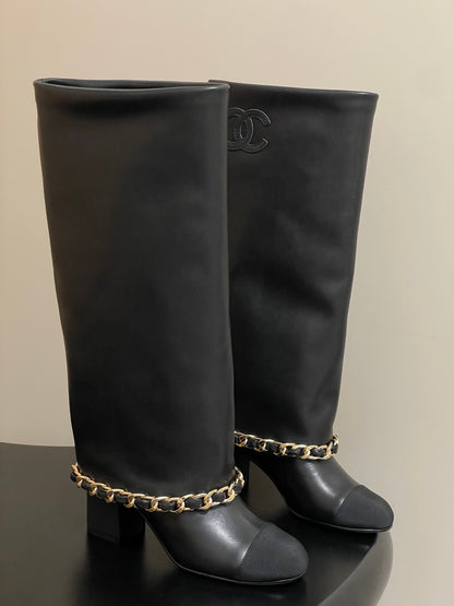 Chanel Chain Detail Knee-High Boots – Autumn/Winter Collection – 25B