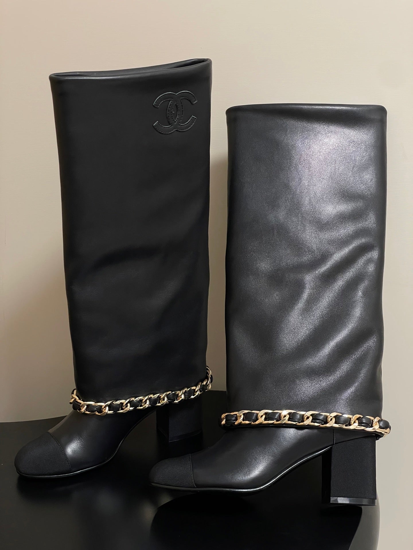 Chanel Chain Detail Knee-High Boots – Autumn/Winter Collection – 25B