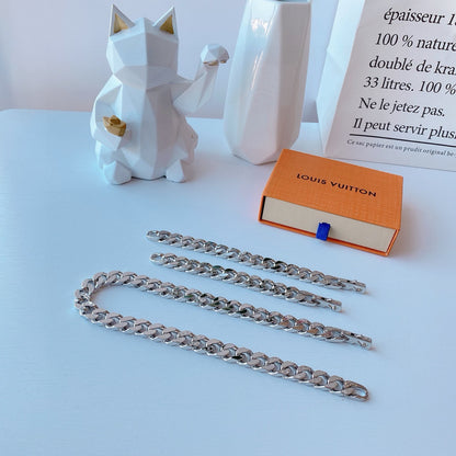 Louis Vuitton Monogram Silver Cuban Chain Necklace – 2019 Spring/Summer Collection