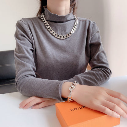 Louis Vuitton Monogram Silver Cuban Chain Necklace – 2019 Spring/Summer Collection