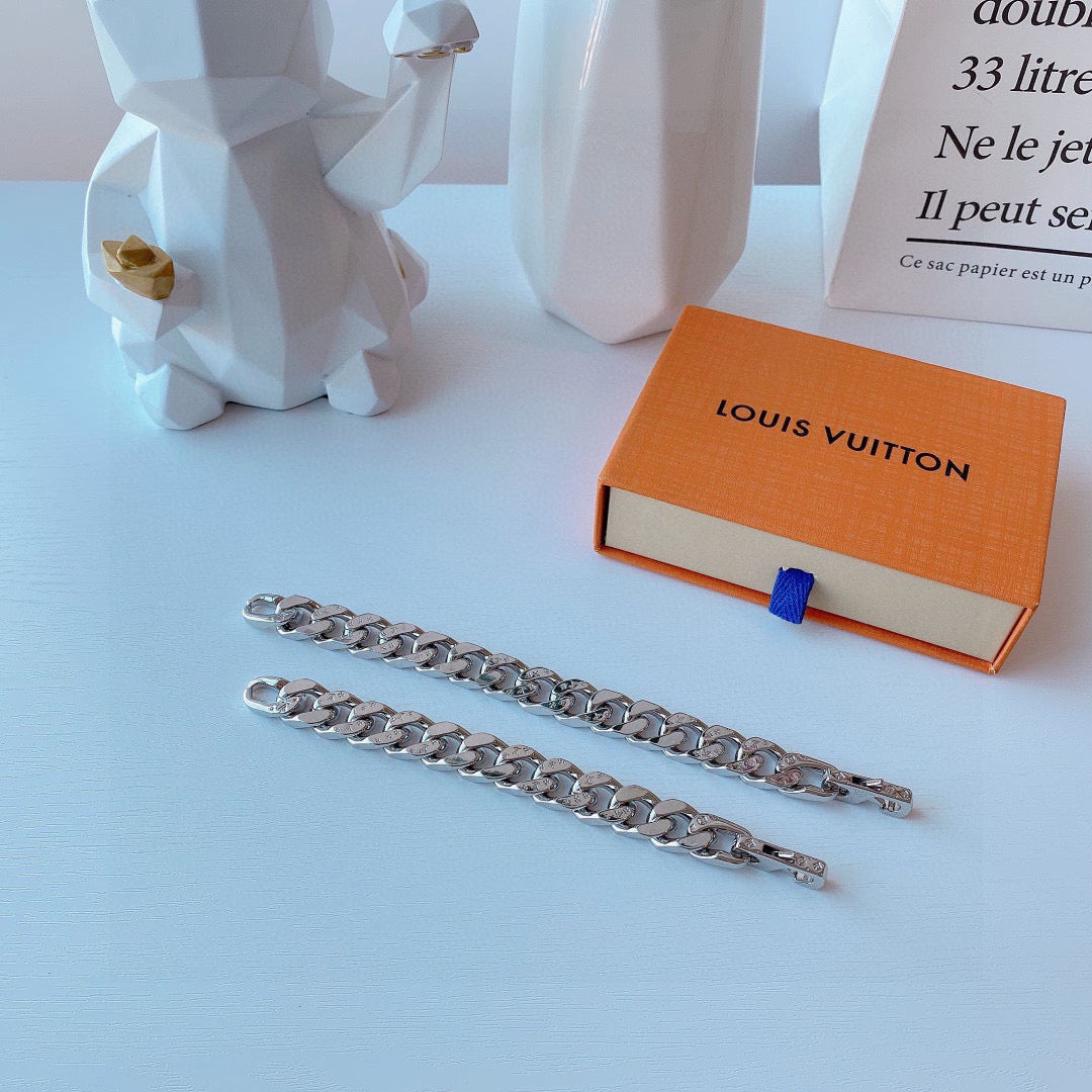 Louis Vuitton Monogram Silver Cuban Chain Necklace – 2019 Spring/Summer Collection