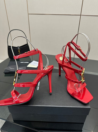 Saint Laurent Patent Leather Heeled Sandals