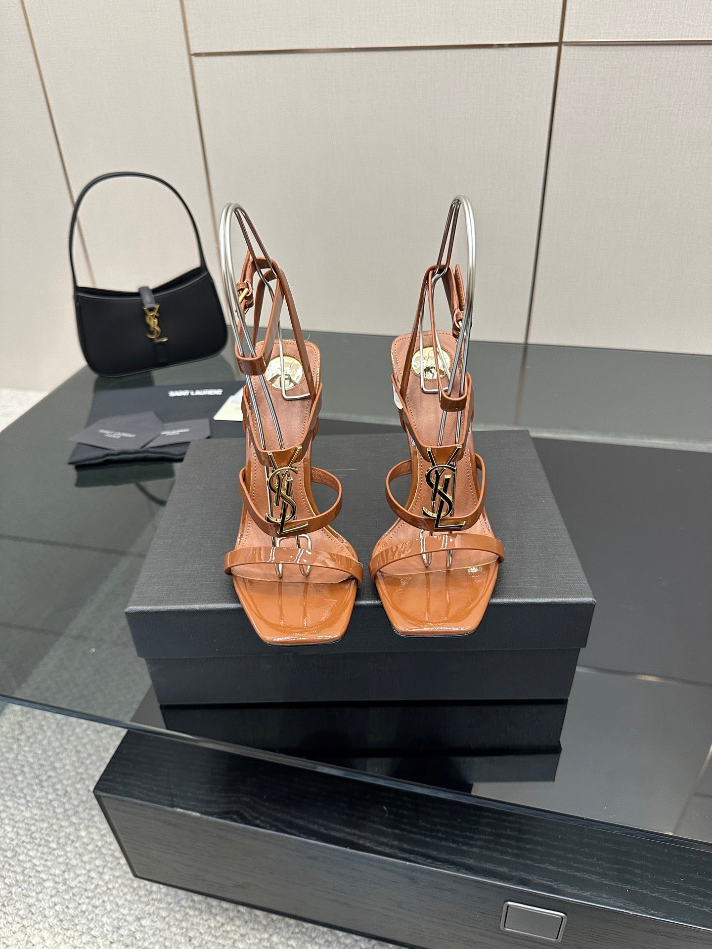 Saint Laurent Patent Leather Heeled Sandals