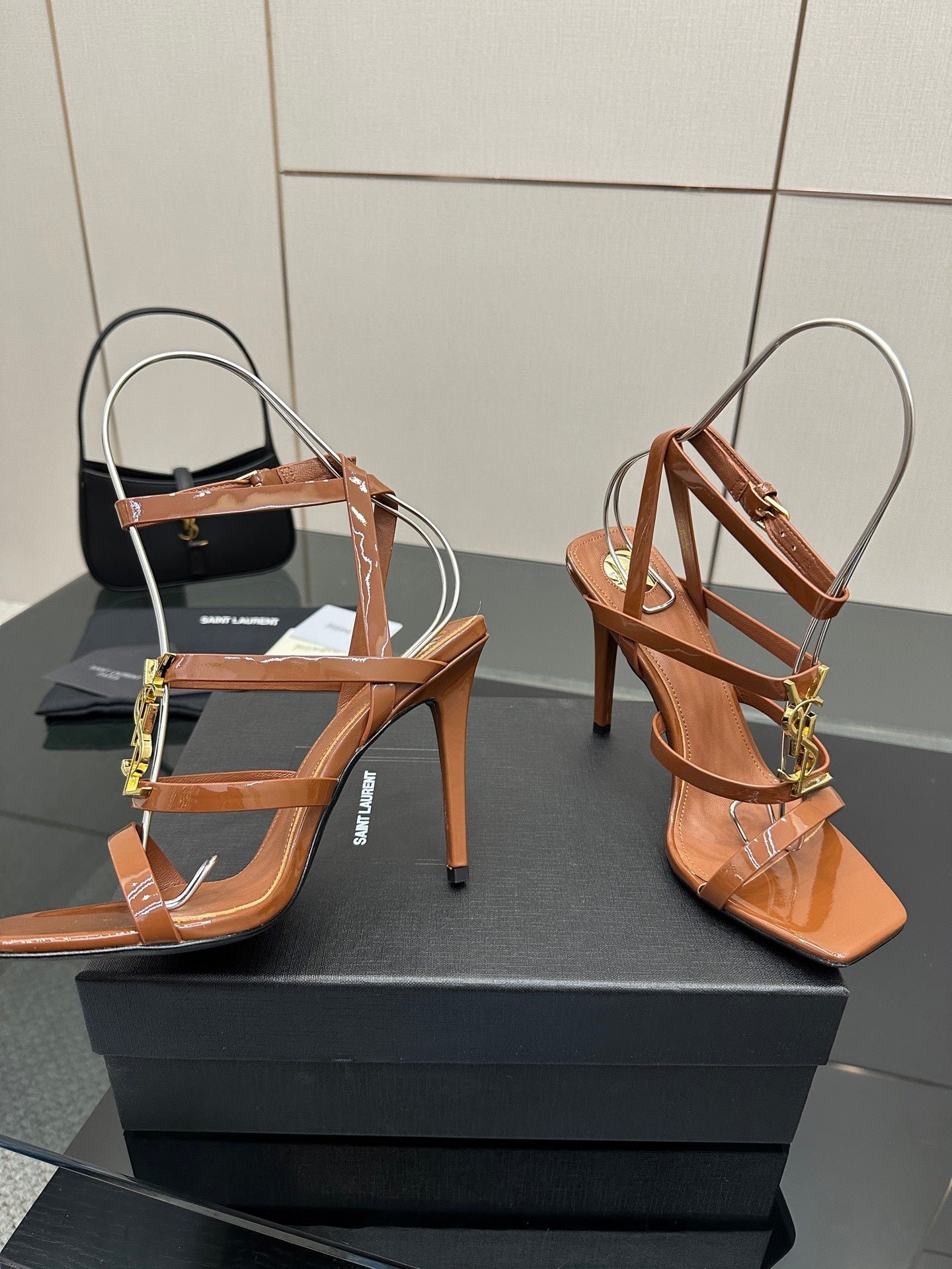 Saint Laurent Patent Leather Heeled Sandals