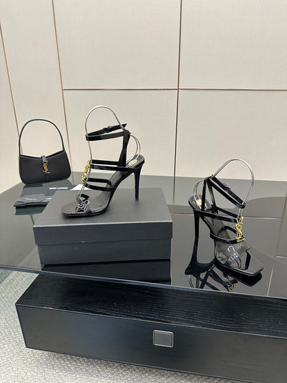 Saint Laurent Patent Leather Heeled Sandals