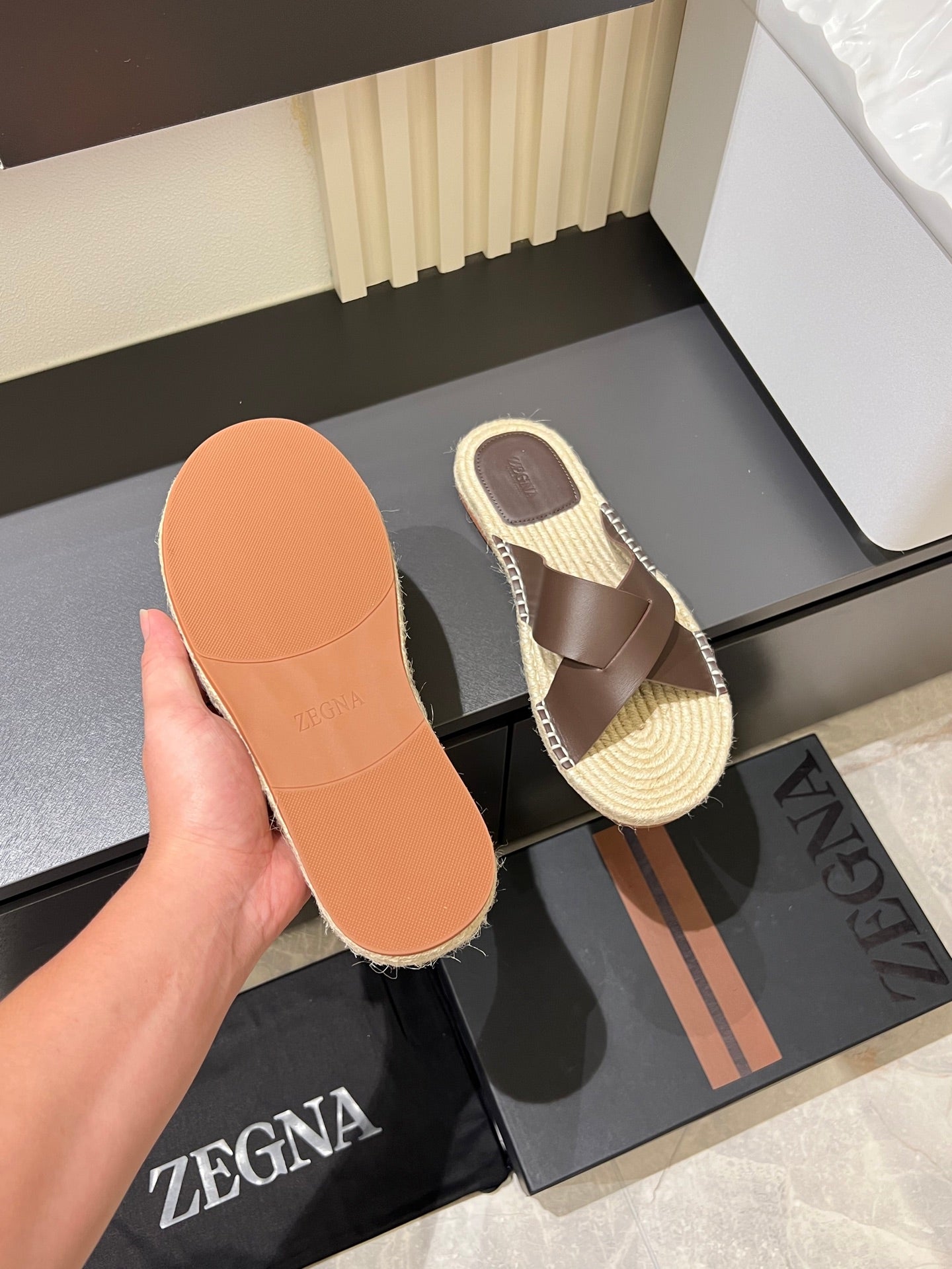 Zegna Classic Leather and Suede Slides