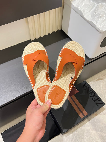 Zegna Classic Leather and Suede Slides