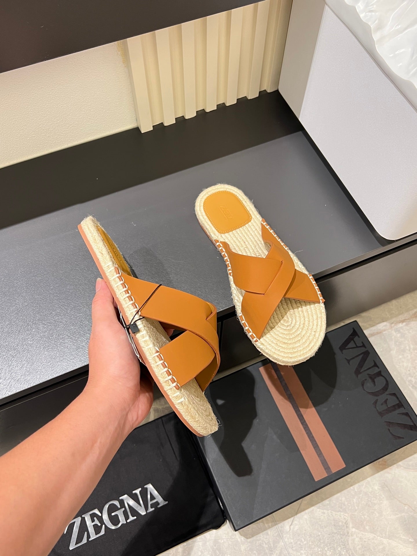 Zegna Classic Leather and Suede Slides