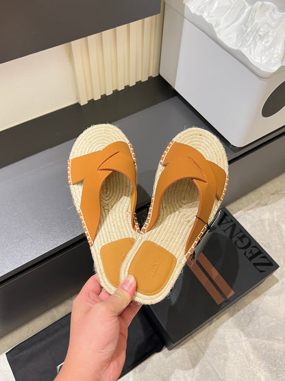 Zegna Classic Leather and Suede Slides