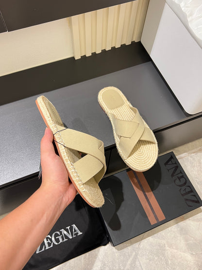 Zegna Classic Leather and Suede Slides