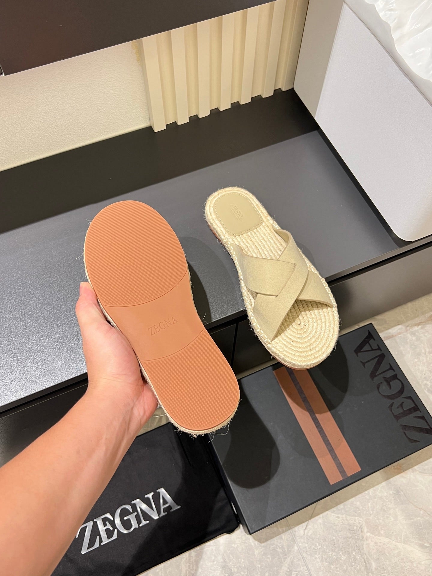 Zegna Classic Leather and Suede Slides
