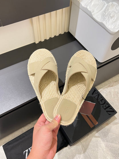 Zegna Classic Leather and Suede Slides