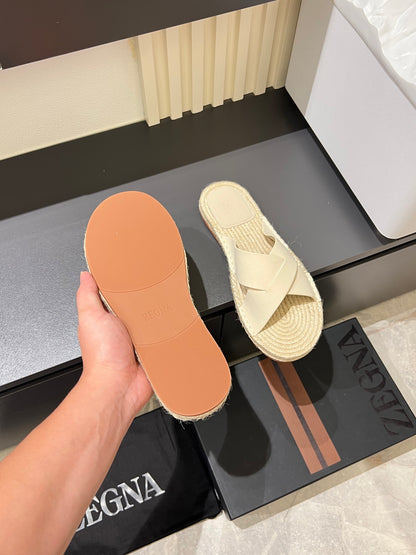 Zegna Classic Leather and Suede Slides