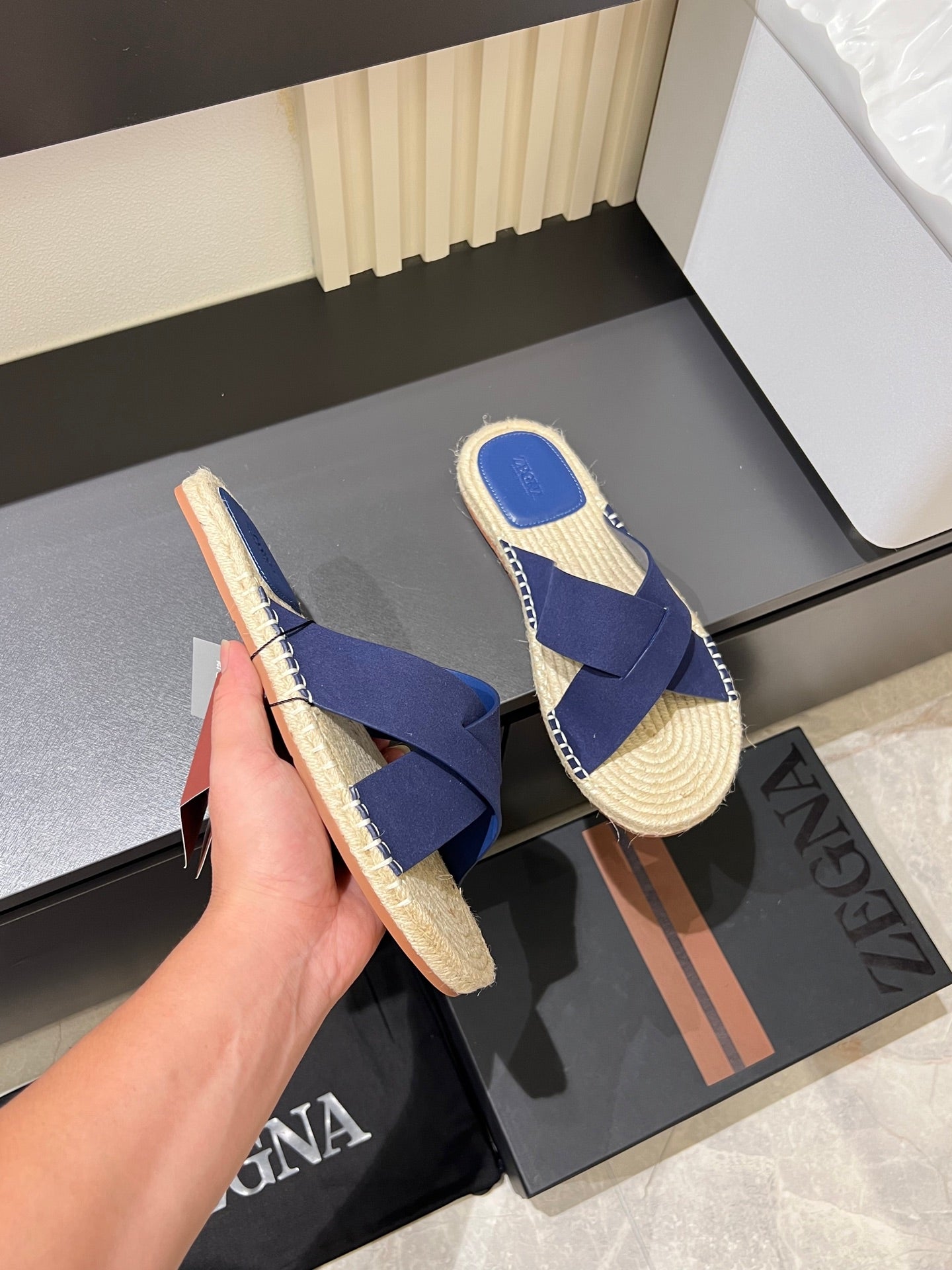 Zegna Classic Leather and Suede Slides