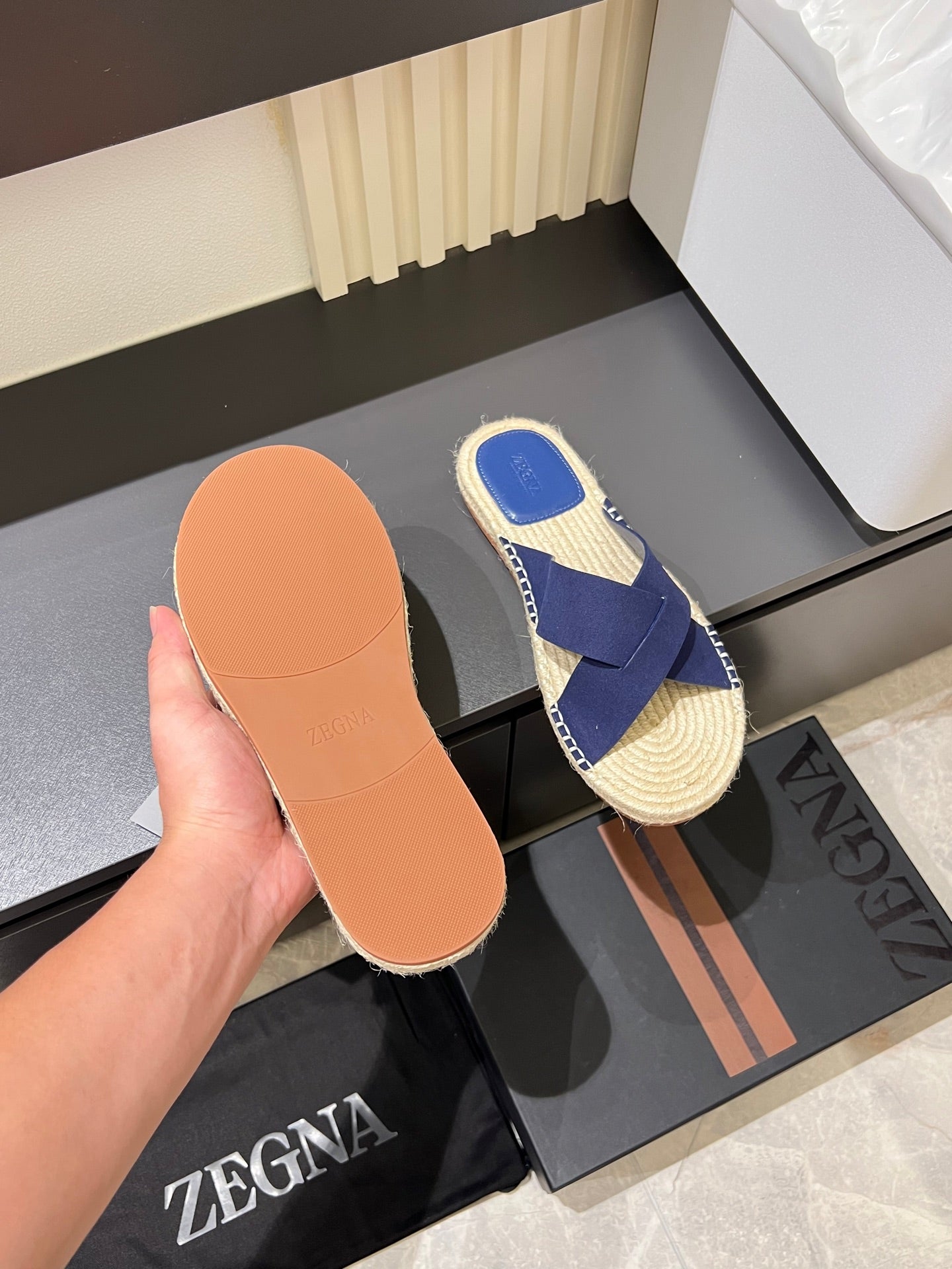 Zegna Classic Leather and Suede Slides