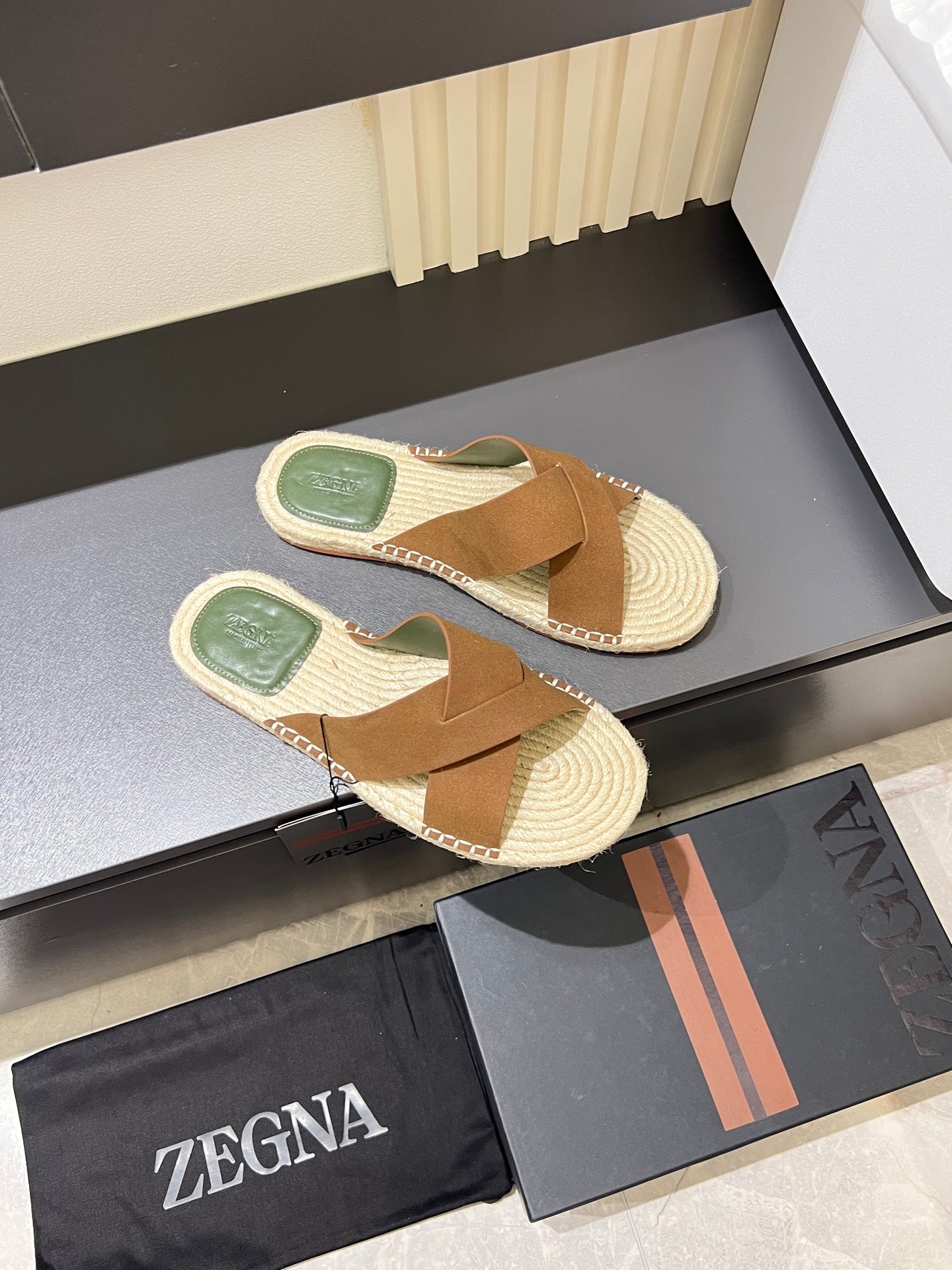 Zegna Classic Leather and Suede Slides