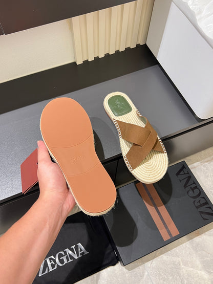 Zegna Classic Leather and Suede Slides