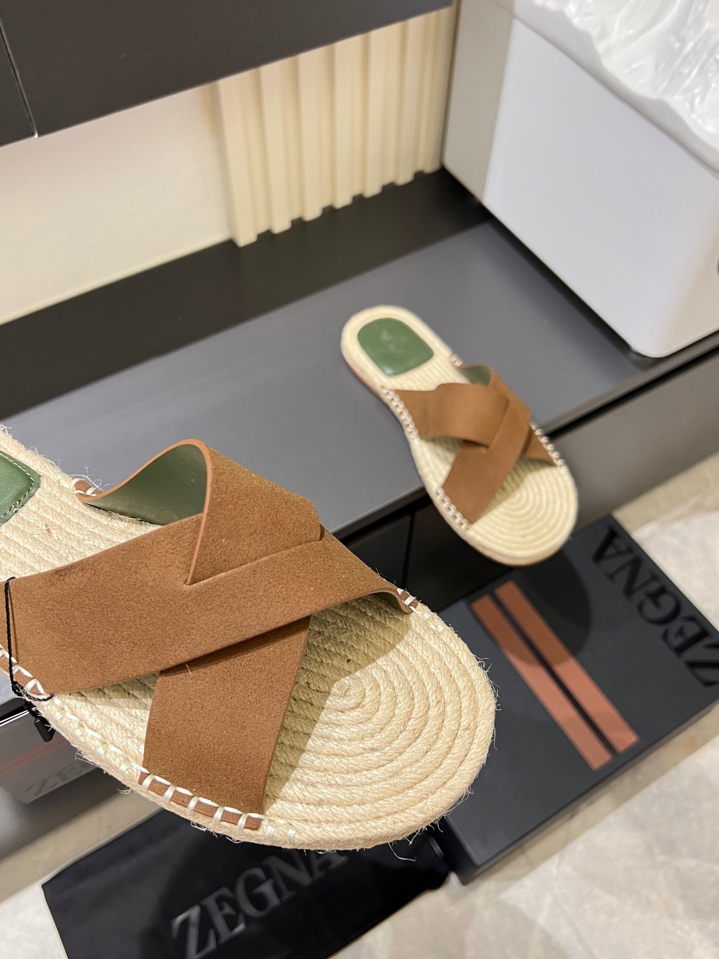 Zegna Classic Leather and Suede Slides