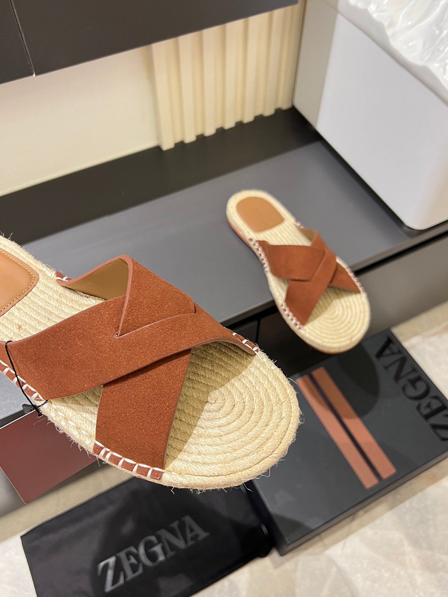 Zegna Classic Leather and Suede Slides