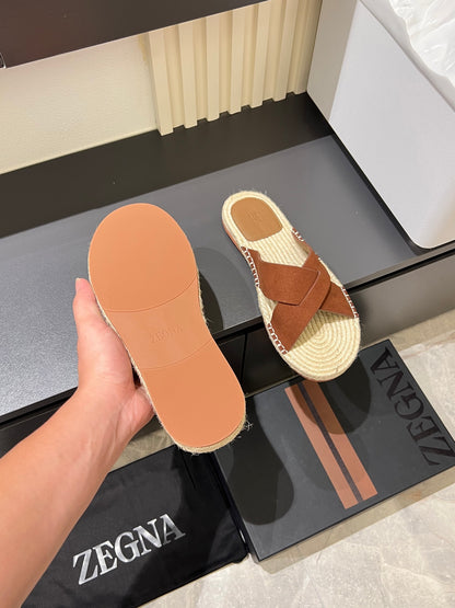 Zegna Classic Leather and Suede Slides