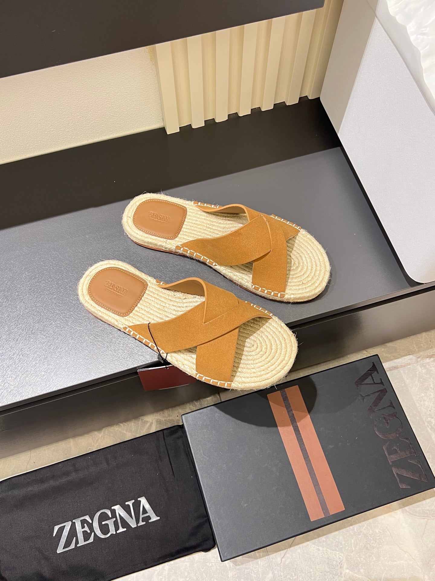 Zegna Classic Leather and Suede Slides