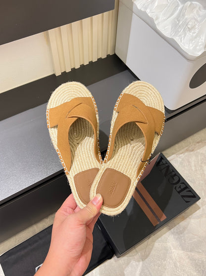 Zegna Classic Leather and Suede Slides