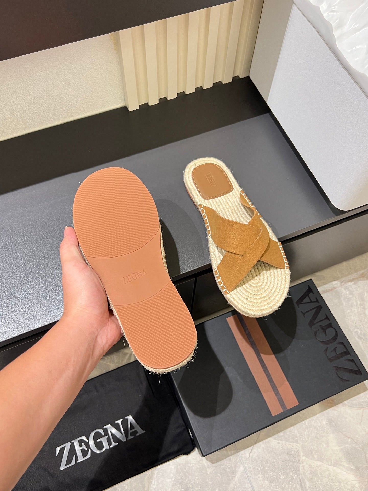 Zegna Classic Leather and Suede Slides