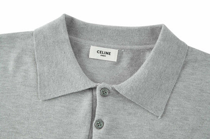Celine Embroidered Triomphe Knit Polo