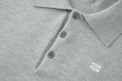 Celine Embroidered Triomphe Knit Polo