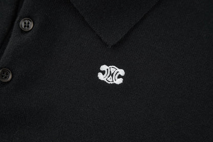 Celine Embroidered Triomphe Knit Polo