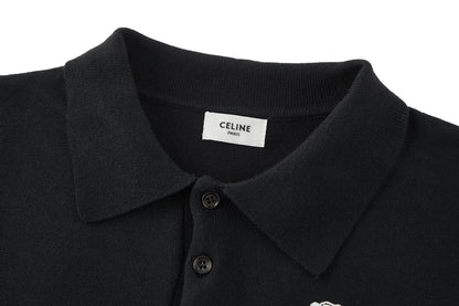 Celine Embroidered Triomphe Knit Polo
