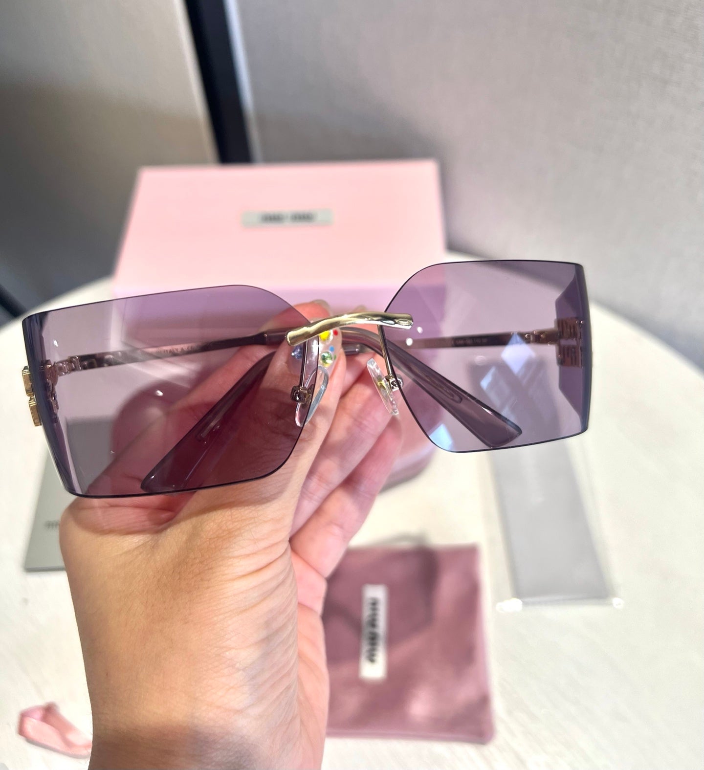 Miu Miu 54Y Runway Rimless Sunglasses