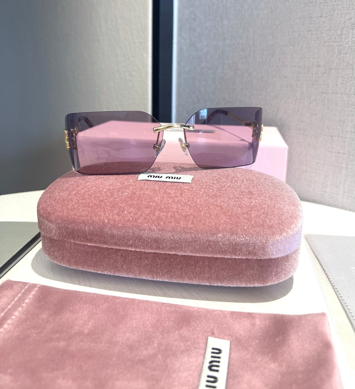 Miu Miu 54Y Runway Rimless Sunglasses
