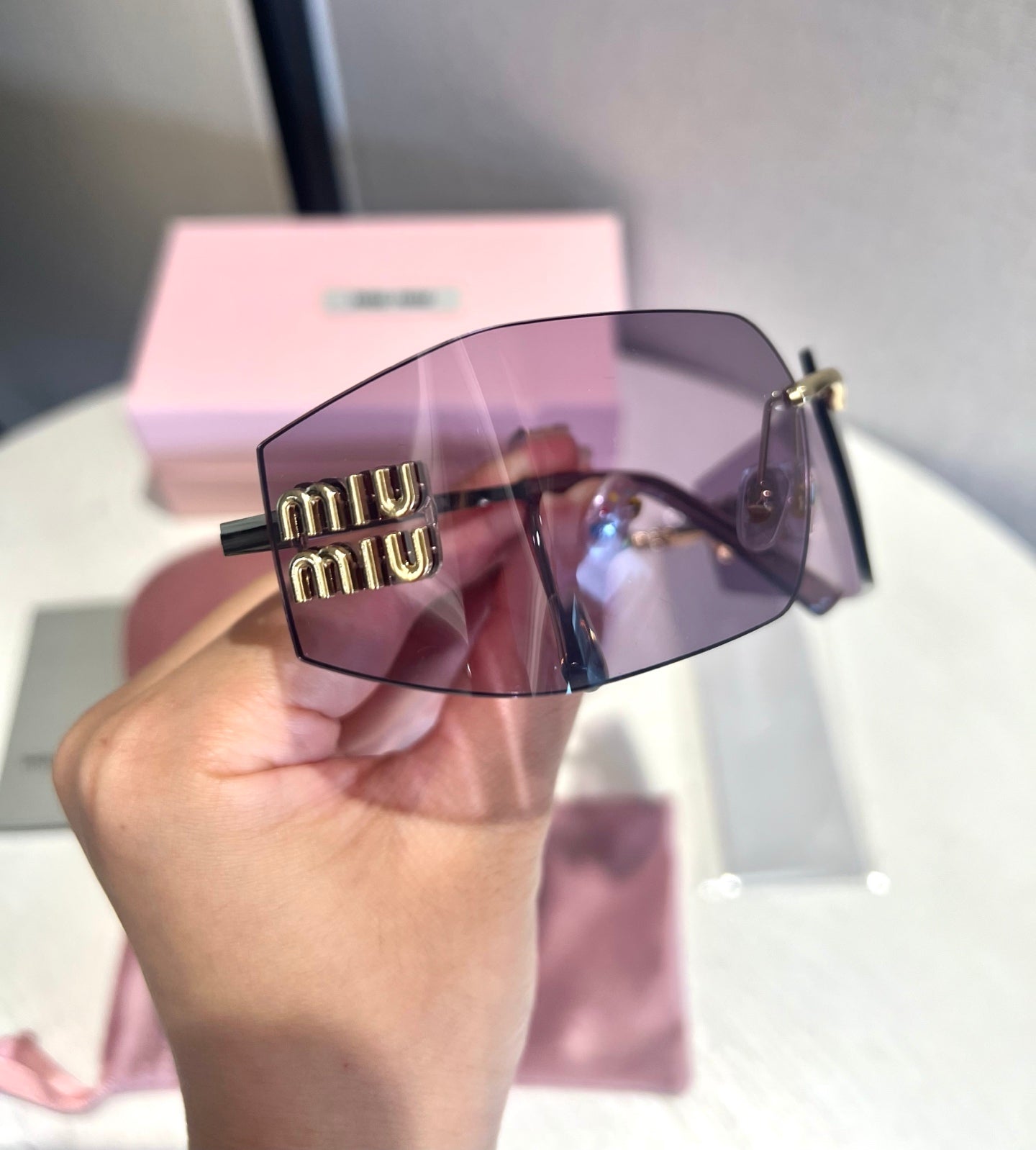 Miu Miu 54Y Runway Rimless Sunglasses