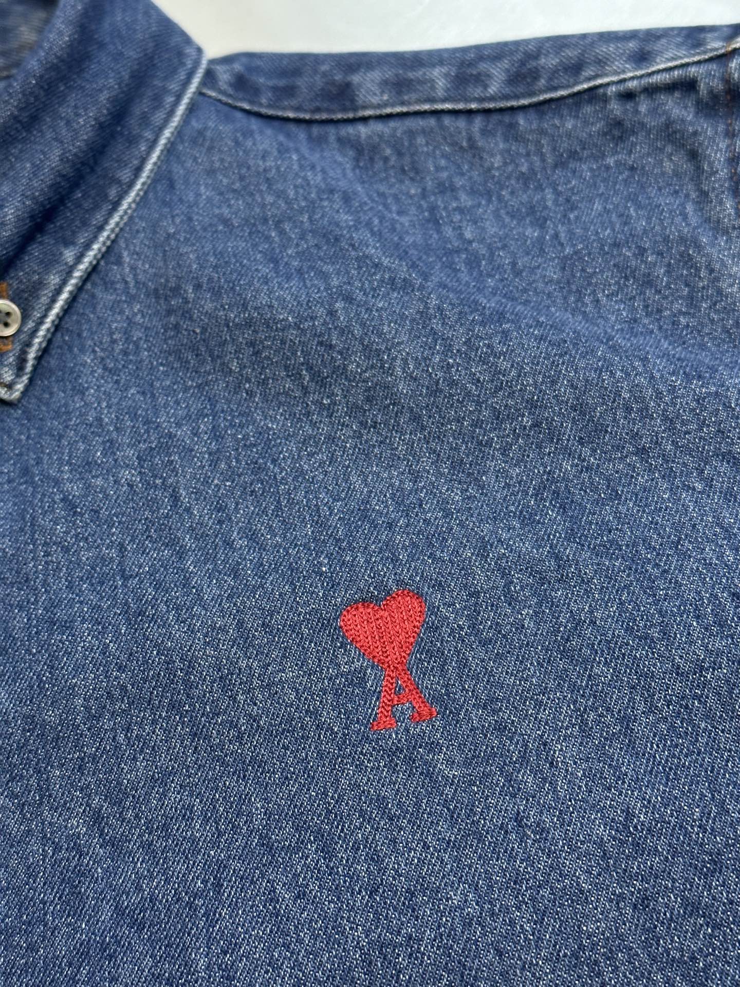 Ami Paris Denim Shirt Jacket with Ami De Coeur Patch