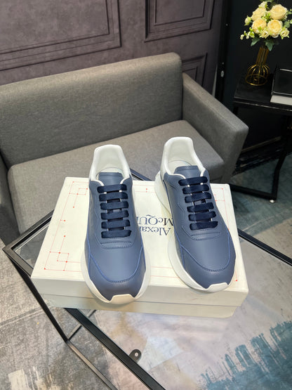 Alexander McQueen White Silk Leather Platform Sneakers