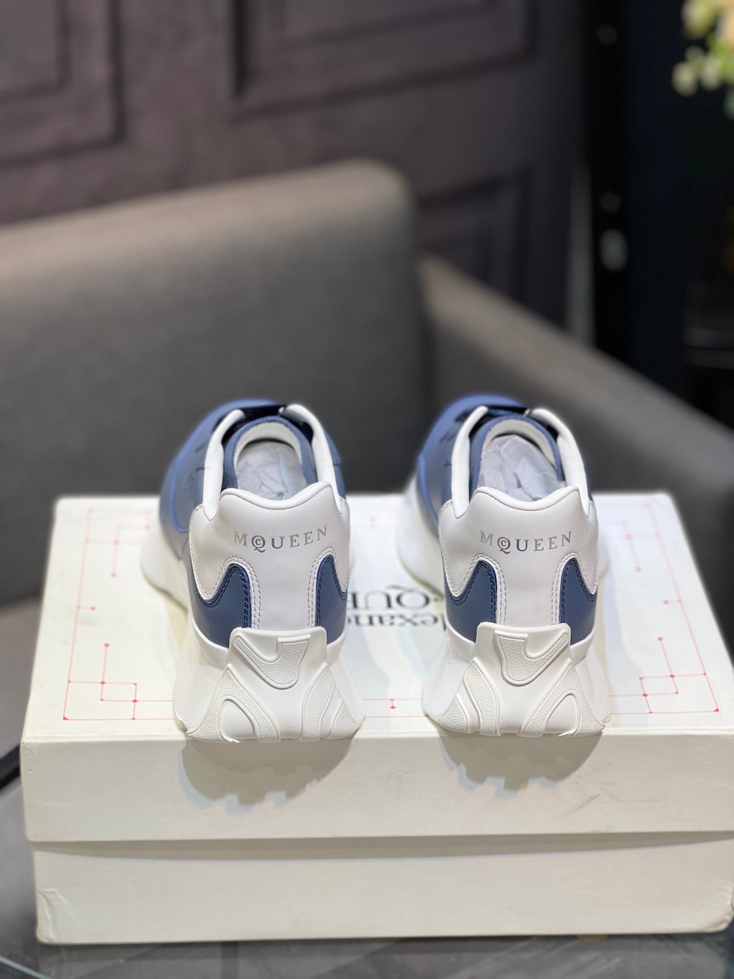 Alexander McQueen White Silk Leather Platform Sneakers