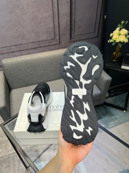 Alexander McQueen White Silk Leather Platform Sneakers