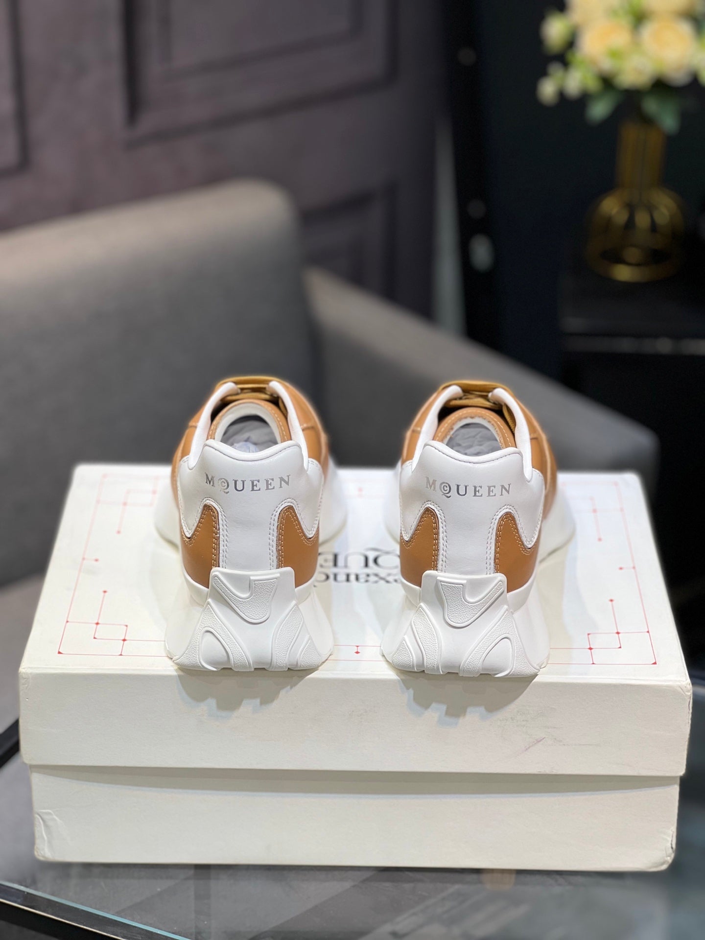 Alexander McQueen White Silk Leather Platform Sneakers