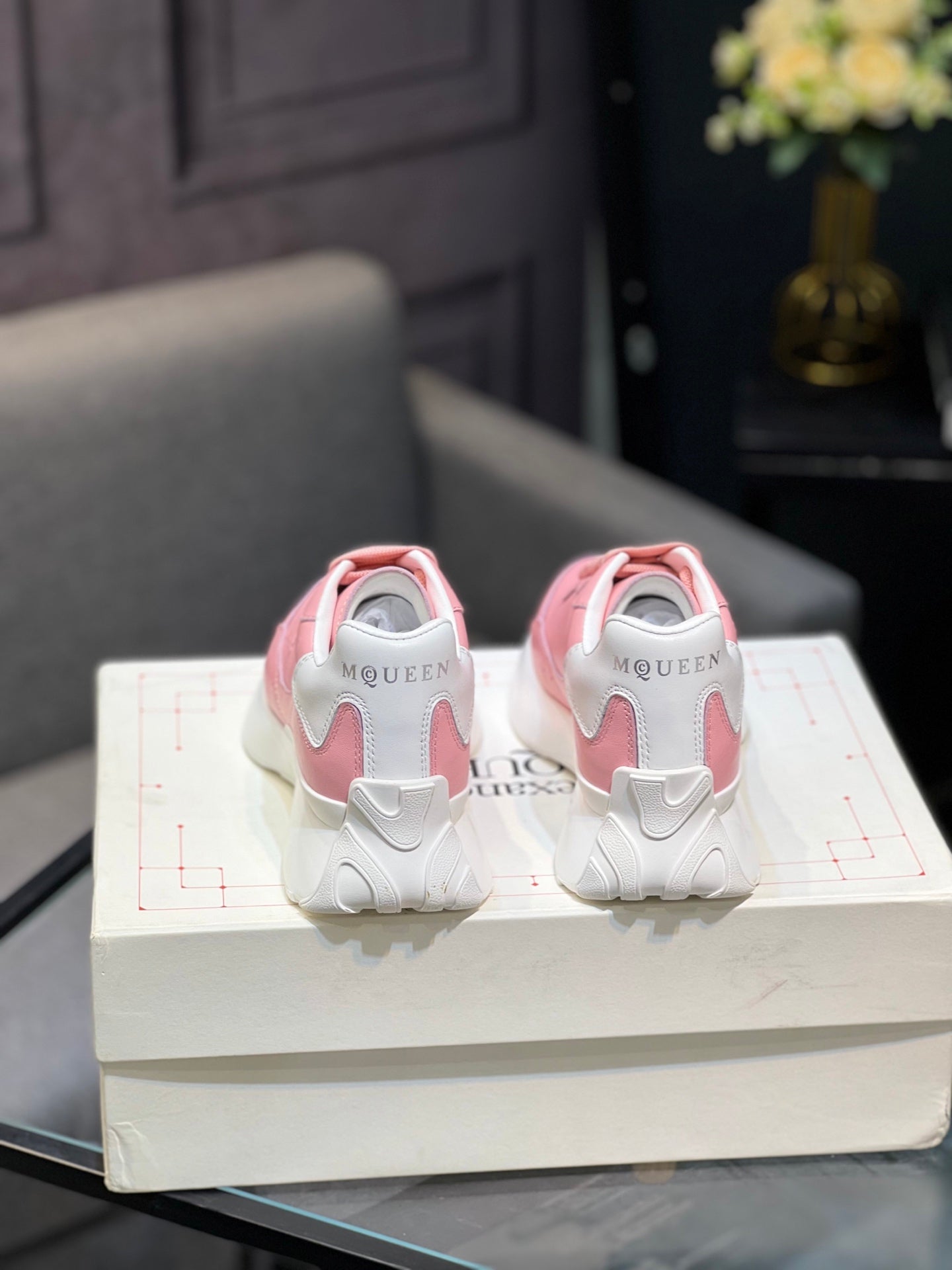 Alexander McQueen White Silk Leather Platform Sneakers